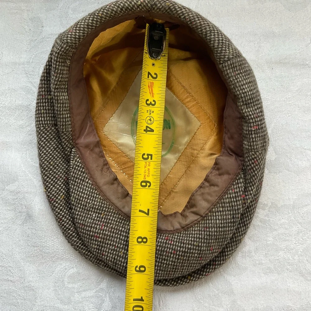 Beacon Hill “Dadcore” Vintage Wool Flat Cap W Gold Quilted Lining, Peaky Style - Picture 4 of 4